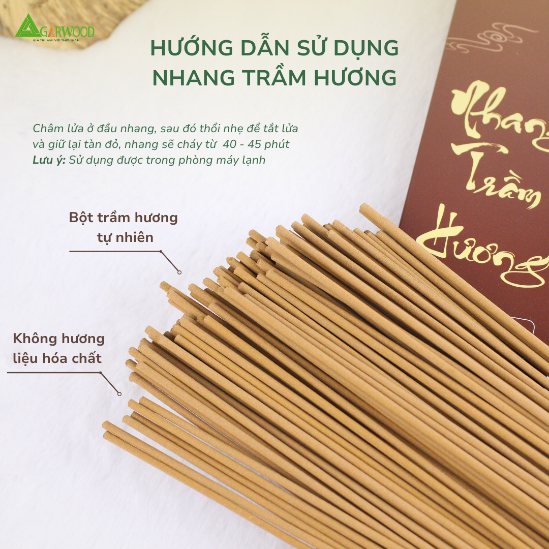Nhang Cây PREMIUM Trầm Hương TTT (có tăm) mùi thơm nhẹ dễ chịu, ít khói không cay mắt, dùng thờ cúng, khử mùi thanh lọc không khí