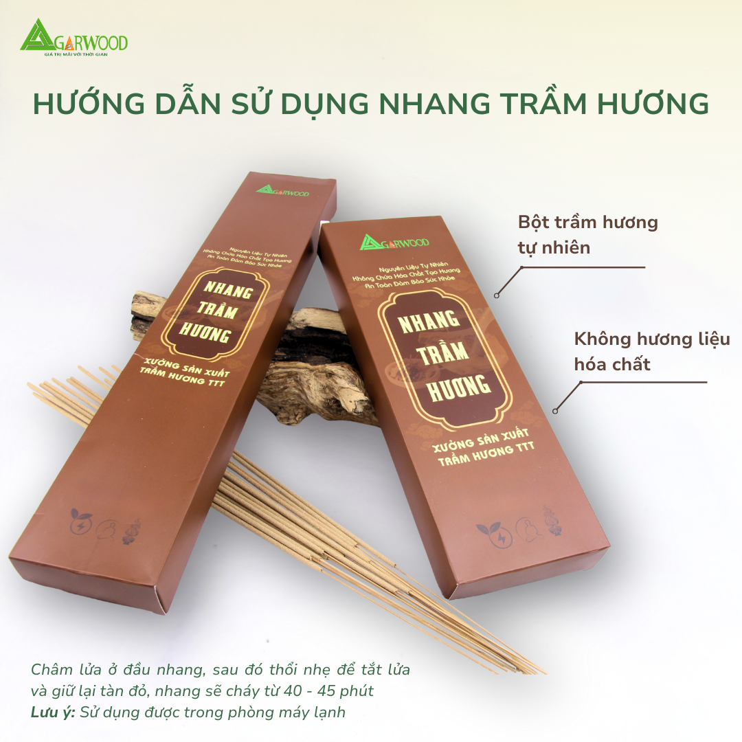 Nhang Cây Trầm Hương TTT (có tăm) mùi thơm nhẹ dễ chịu, ít khói không cay mắt, dùng thờ cúng, khử mùi thanh lọc không khí
