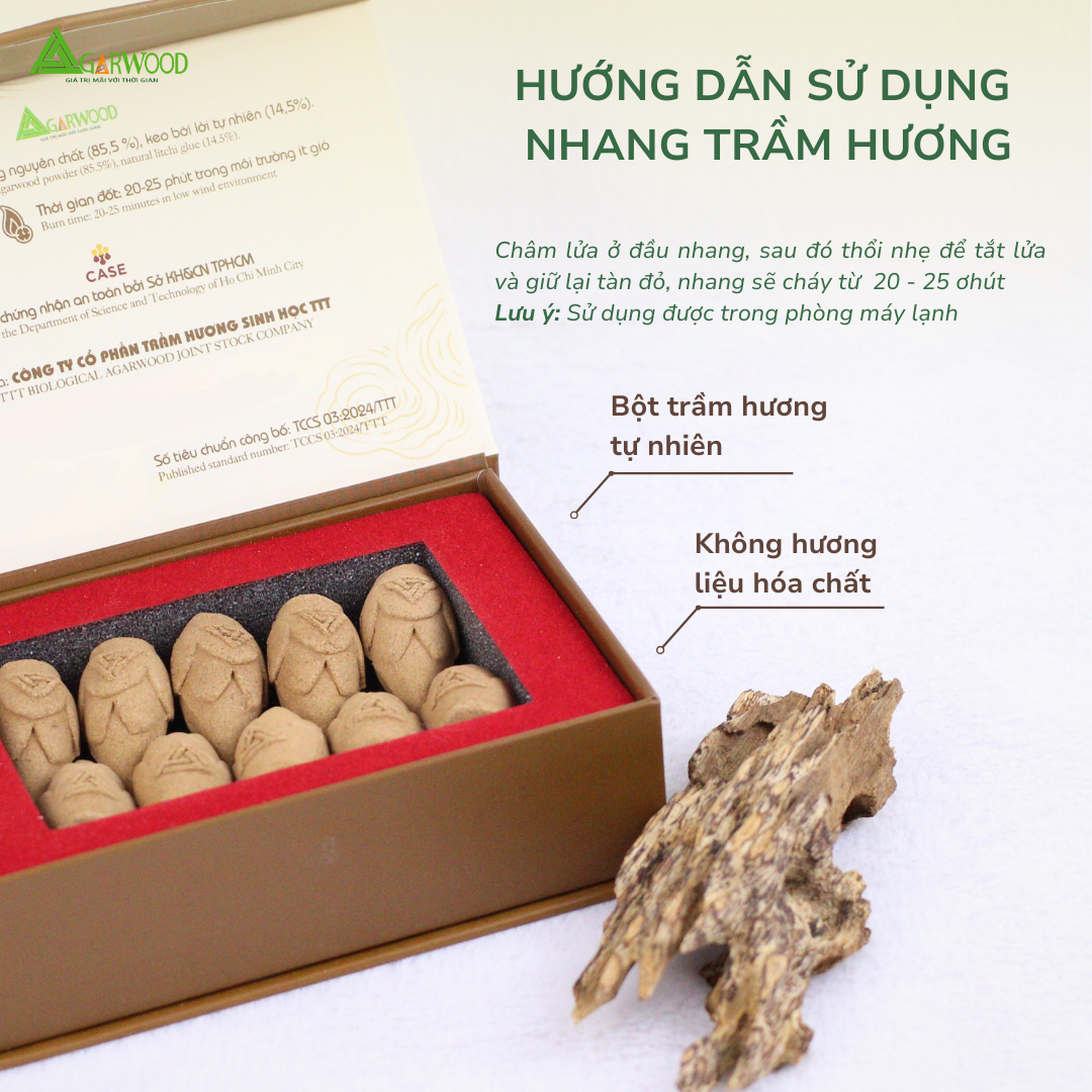 Nhang Nụ PREMIUM Trầm Hương TTT mùi thơm nhẹ dễ chịu, ít khói không cay mắt, dùng thờ cúng, khử mùi thanh lọc không khí
