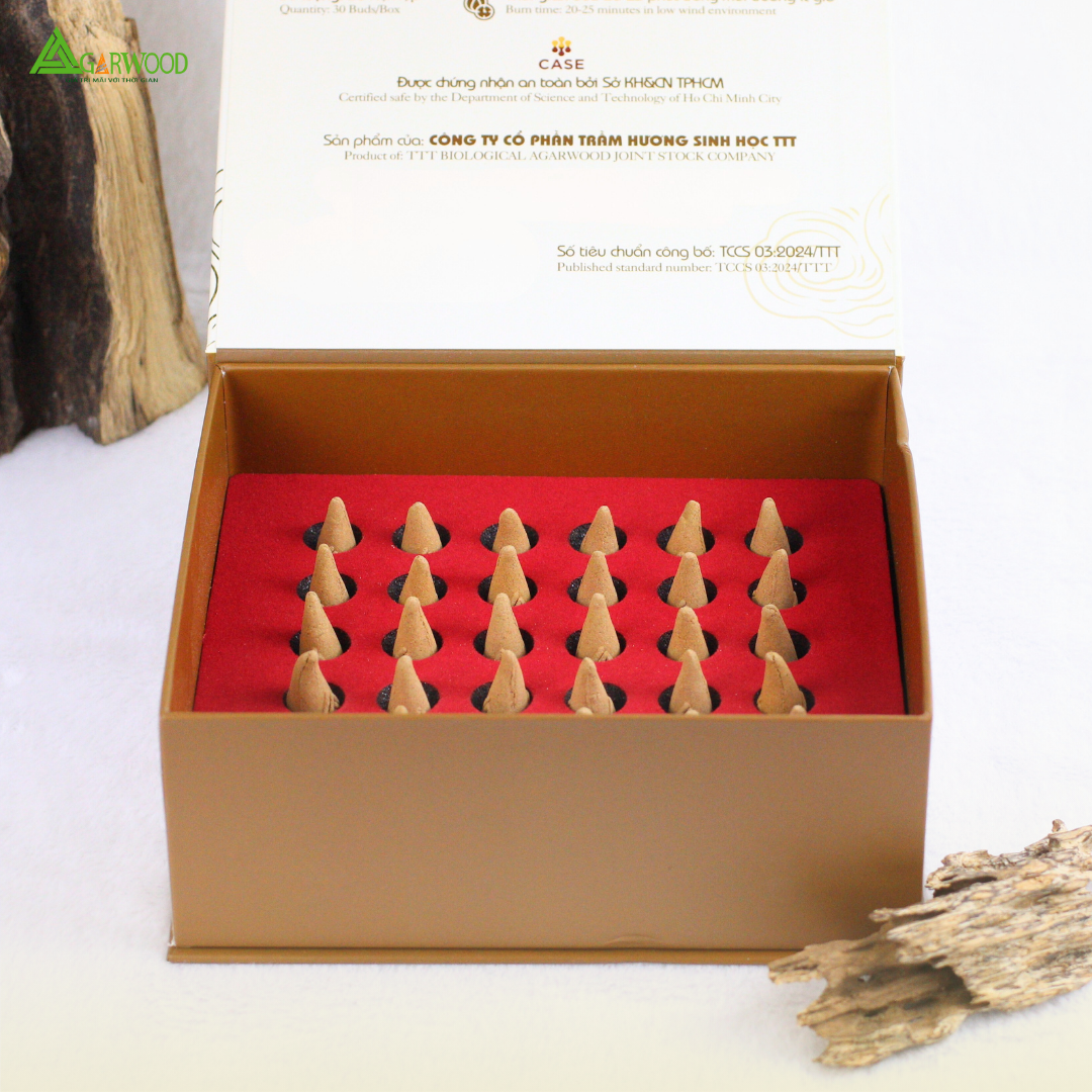 Nhang Nụ PREMIUM Trầm Hương TTT mùi thơm nhẹ dễ chịu, ít khói không cay mắt, dùng thờ cúng, khử mùi thanh lọc không khí