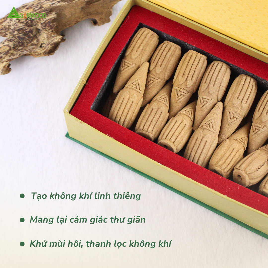 Nhang Nụ Trầm Hương TTT mùi thơm nhẹ dễ chịu, ít khói không cay mắt, dùng thờ cúng, khử mùi thanh lọc không khí
