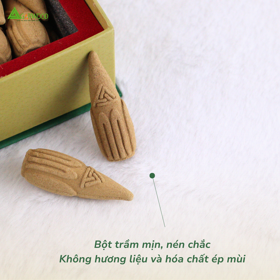 Nhang Nụ Trầm Hương TTT mùi thơm nhẹ dễ chịu, ít khói không cay mắt, dùng thờ cúng, khử mùi thanh lọc không khí