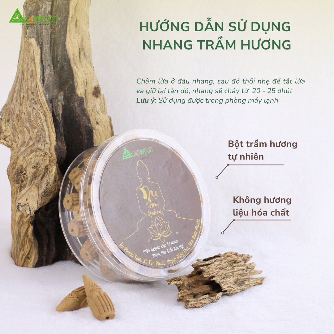 Nhang Nụ Trầm Hương TTT (Hộp 45) mùi thơm nhẹ dễ chịu, ít khói không cay mắt, dùng thờ cúng, khử mùi thanh lọc không khí