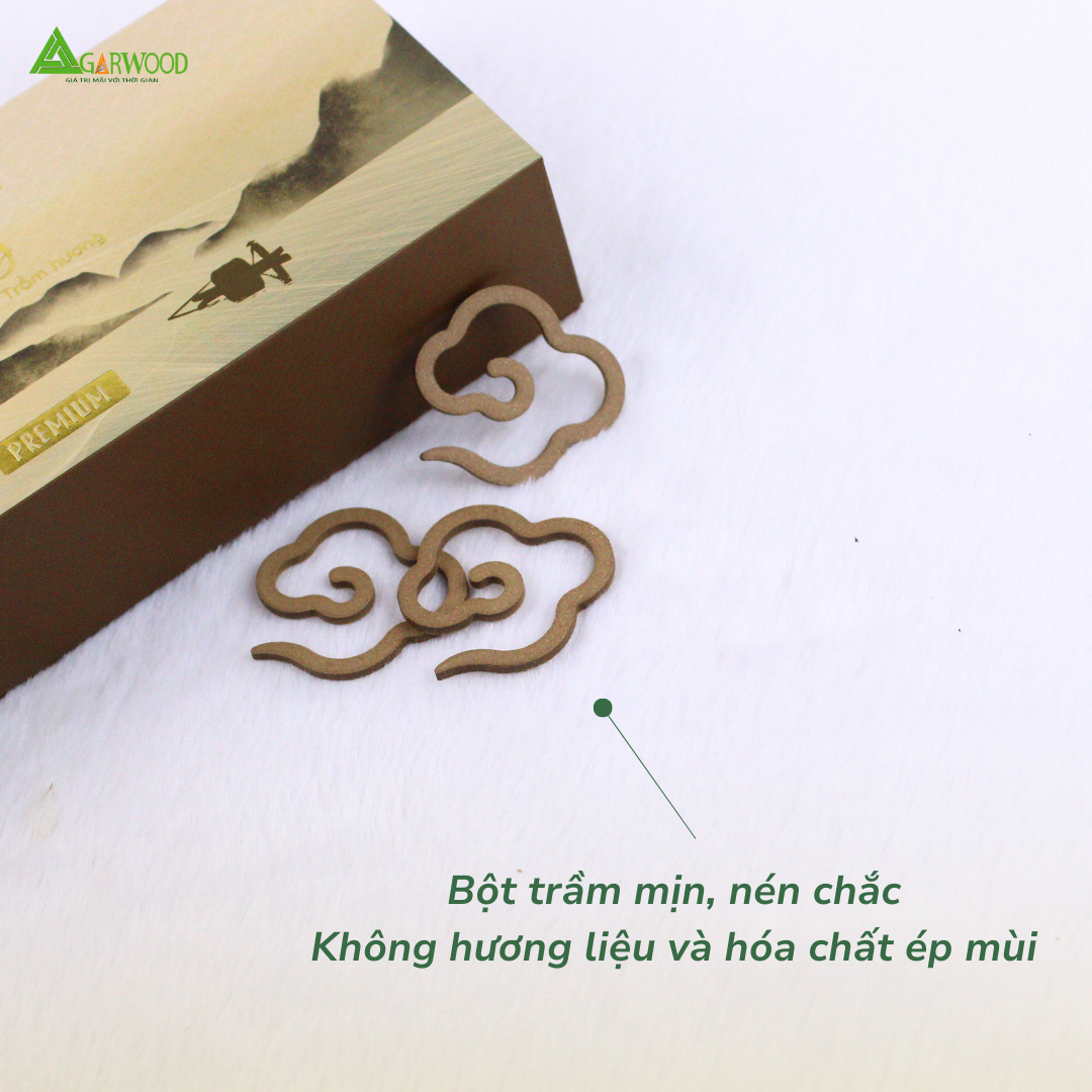 Nhang Vân Mây PREMIUM Trầm Hương TTT (Hộp 30) mùi thơm nhẹ dễ chịu, ít khói không cay mắt, dùng thờ cúng, khử mùi thanh lọc không khí