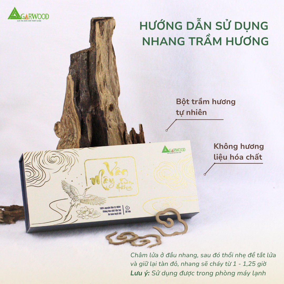 Nhang Vân Mây Trầm Hương TTT mùi thơm nhẹ dễ chịu, ít khói không cay mắt, dùng thờ cúng, khử mùi thanh lọc không khí