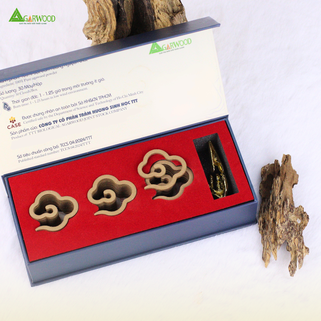 Nhang Vân Mây Trầm Hương TTT mùi thơm nhẹ dễ chịu, ít khói không cay mắt, dùng thờ cúng, khử mùi thanh lọc không khí