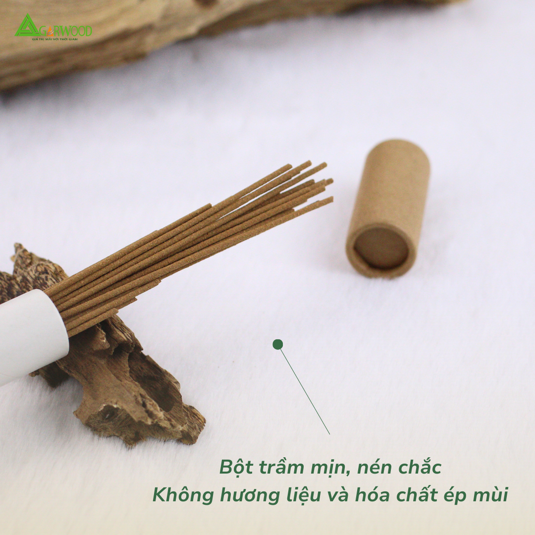 Nhang Không Tăm VIP (Tặng Kèm Đế Cắm) Trầm Hương Sinh Học TTT 20cm mùi nhẹ dễ chịu dùng thư giãn hàng ngày