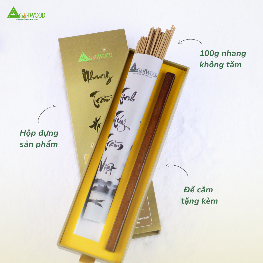 Nhang Không Tăm Premium (Tặng Kèm Đế Cắm) Trầm Hương Sinh Học TTT 30cm mùi nhẹ dễ chịu dùng thư giãn hàng ngày