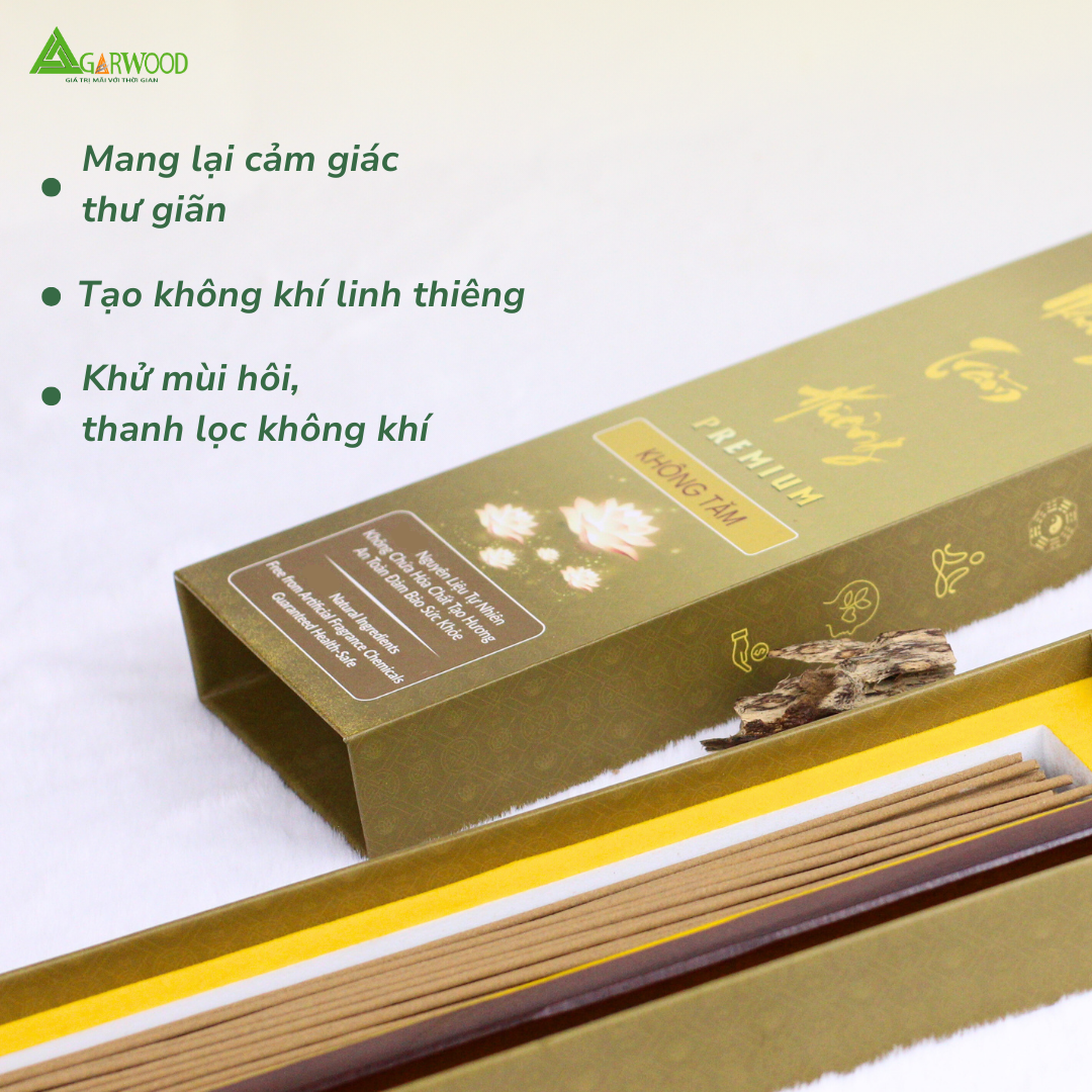 Nhang Không Tăm Premium (Tặng Kèm Đế Cắm) Trầm Hương Sinh Học TTT 30cm mùi nhẹ dễ chịu dùng thư giãn hàng ngày