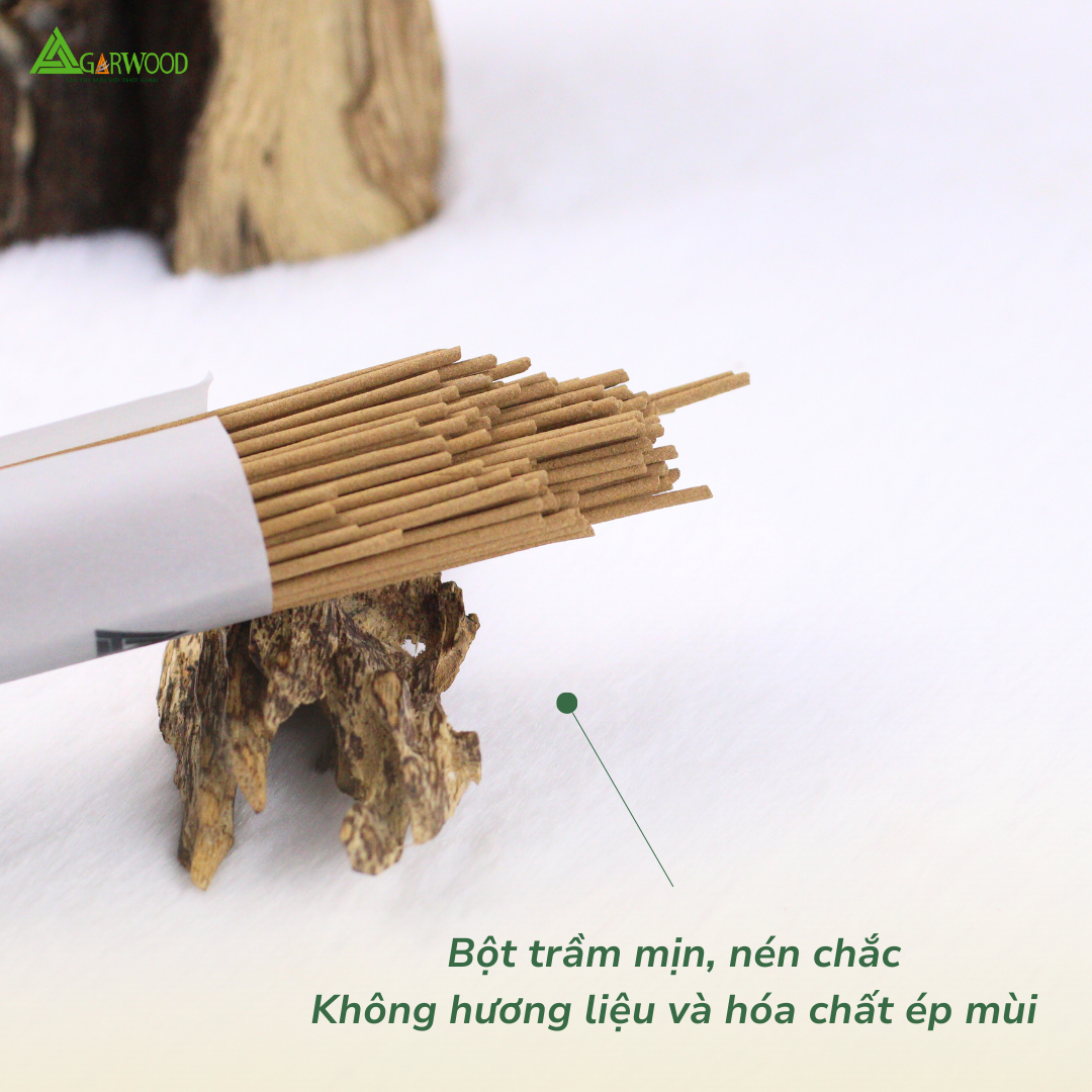 Nhang Không Tăm Premium (Tặng Kèm Đế Cắm) Trầm Hương Sinh Học TTT 30cm mùi nhẹ dễ chịu dùng thư giãn hàng ngày