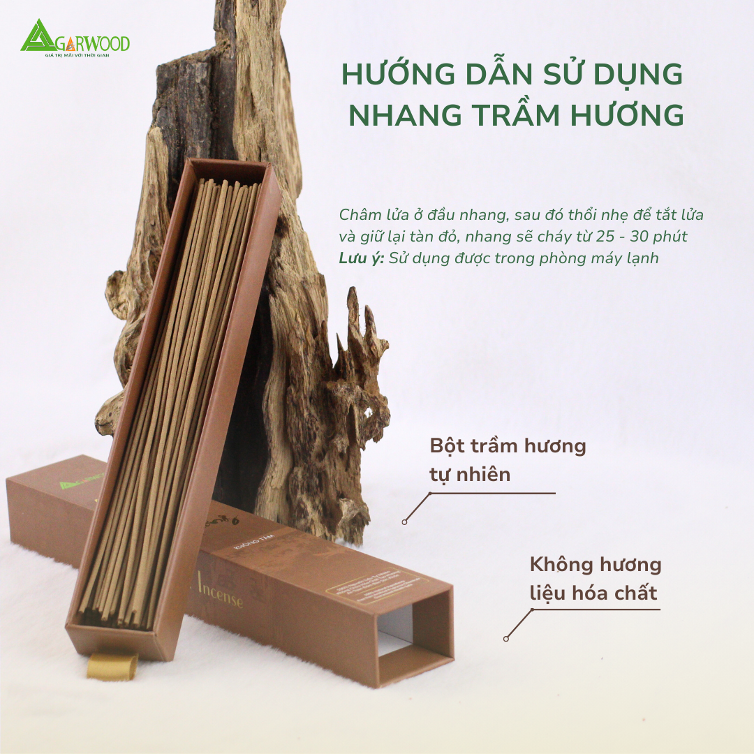 Nhang Không Tăm Trầm Hương TTT mùi thơm nhẹ dễ chịu, ít khói không cay mắt, dùng thư giãn, khử mùi hàng ngày