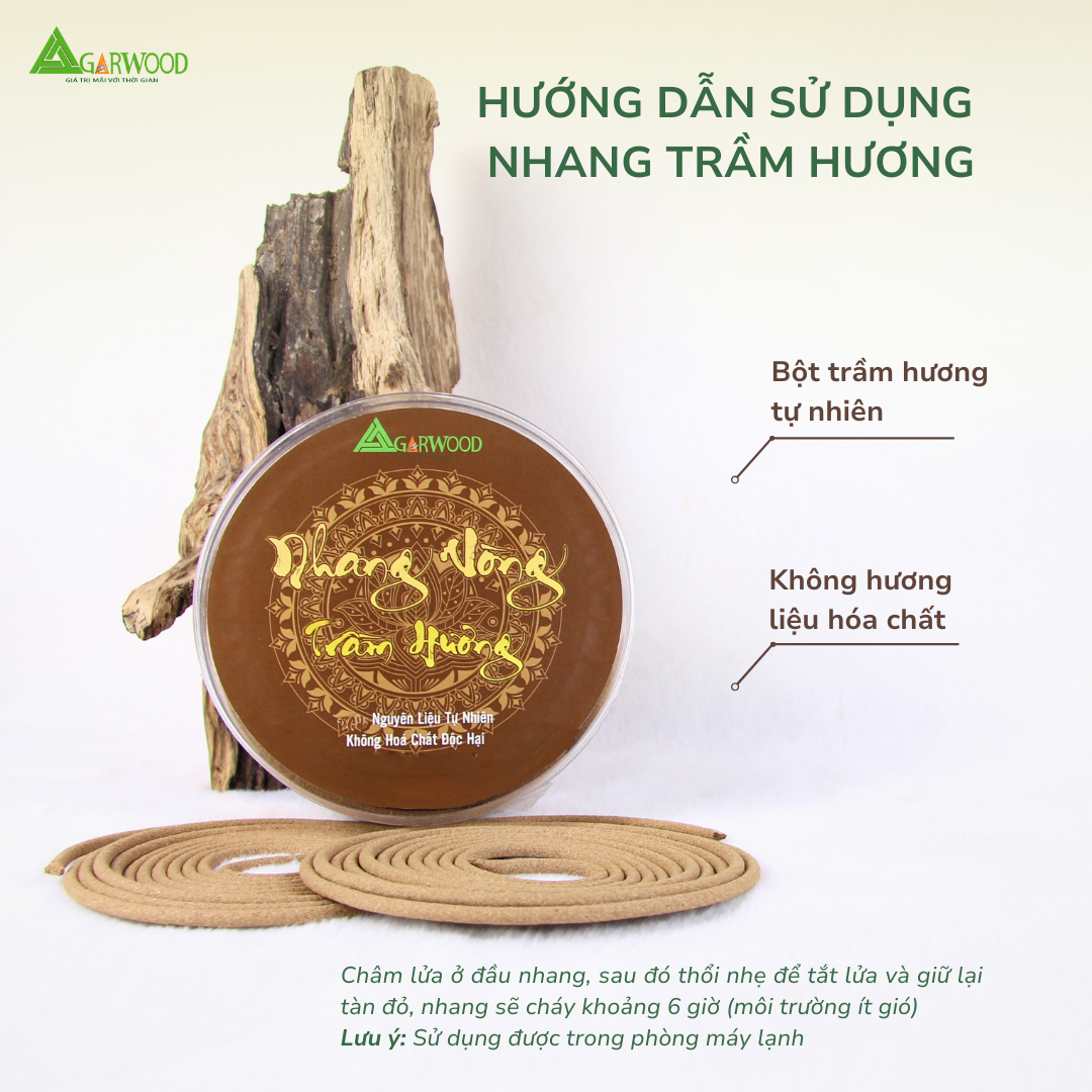 Nhang Vòng Trầm Hương TTT mùi thơm nhẹ dễ chịu, ít khói không cay mắt, dùng thờ cúng, khử mùi thanh lọc không khí