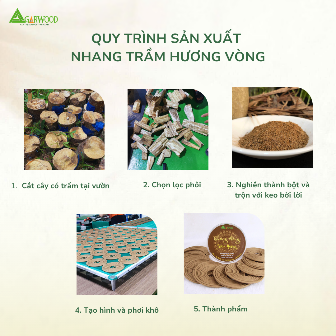 Nhang Vòng Trầm Hương TTT mùi thơm nhẹ dễ chịu, ít khói không cay mắt, dùng thờ cúng, khử mùi thanh lọc không khí