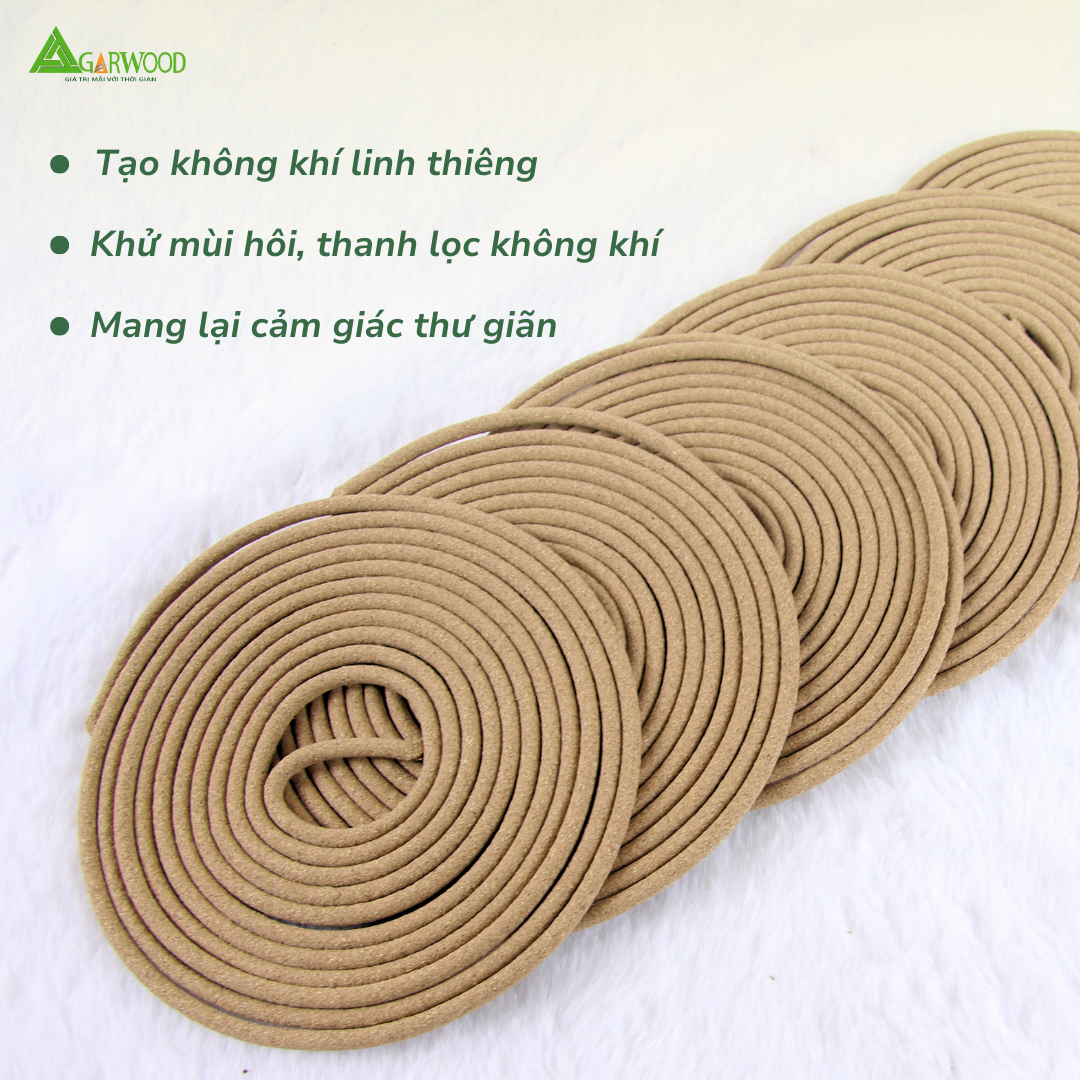 Nhang Vòng Trầm Hương TTT mùi thơm nhẹ dễ chịu, ít khói không cay mắt, dùng thờ cúng, khử mùi thanh lọc không khí