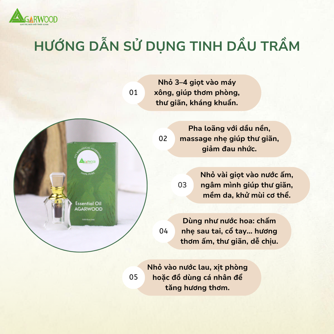Tinh Dầu SCO2 Trầm Hương TTT hương thơm dịu nhẹ, dùng để xông, trị liệu, massage, hỗ trợ chăm sóc da và sức khỏe