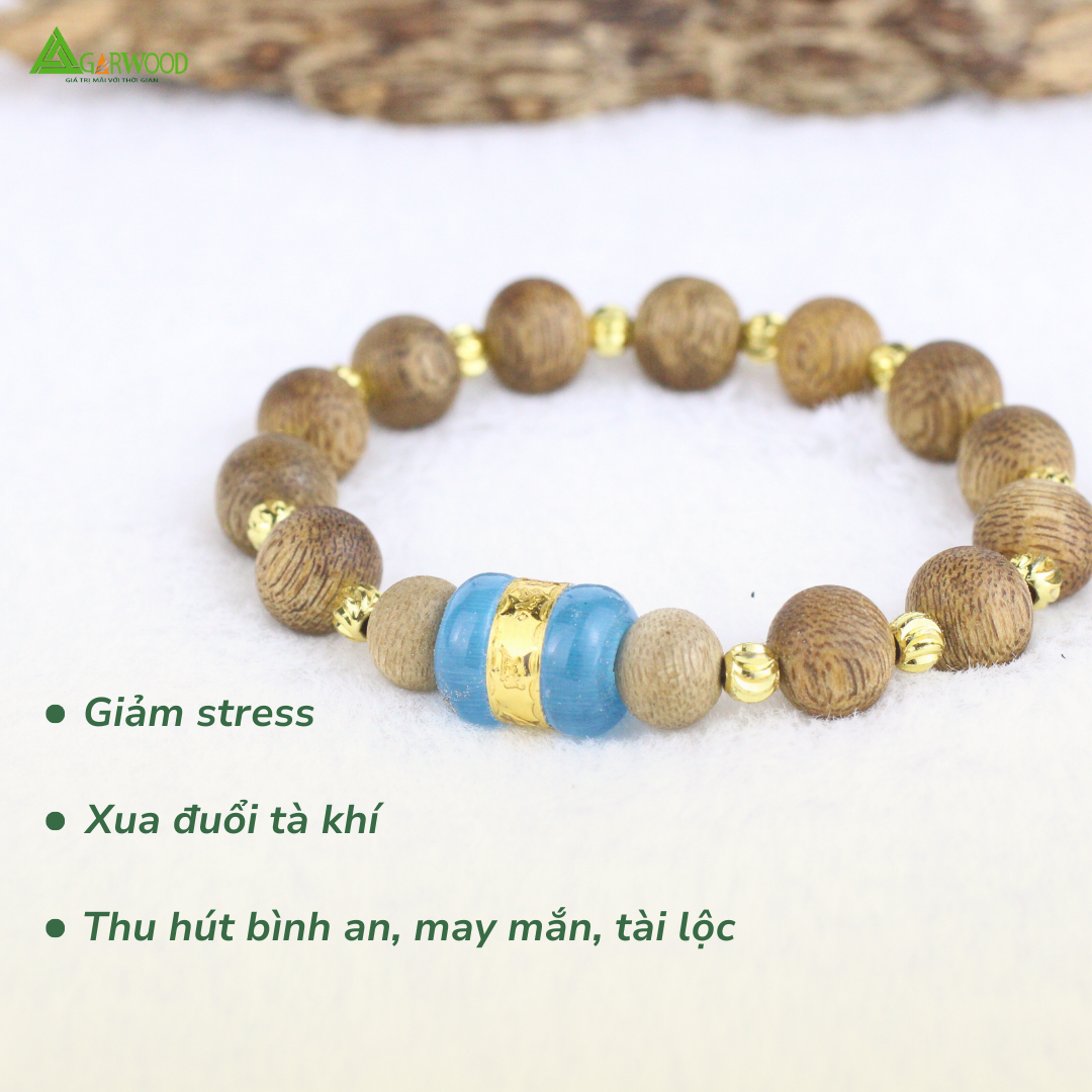 Vòng Trầm Mix Charm Trầm Hương TTT Vân Đẹp Hỗ Trợ Xua Đuổi Tà Khí, Phong Thủy, Bình An, May Mắn