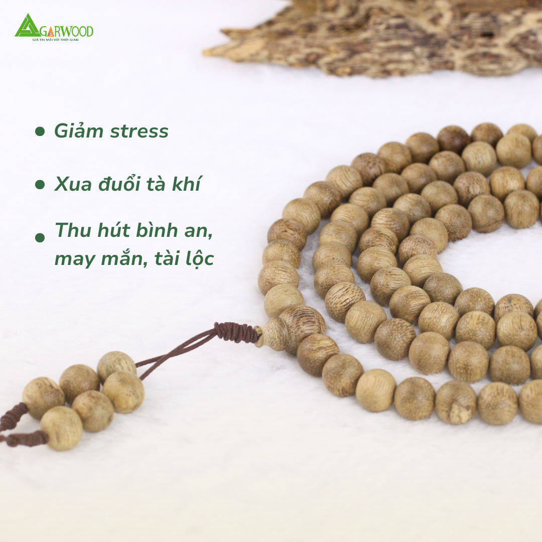Vòng Trầm 108 Hạt Trầm Hương TTT Vân Đẹp Hỗ Trợ Xua Đuổi Tà Khí, Phong Thủy, Bình An, May Mắn
