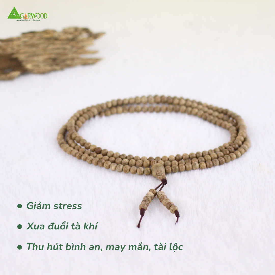 Vòng Trầm 216 Hạt 4mm Trầm Hương TTT Vân Đẹp Hỗ Trợ Xua Đuổi Tà Khí, Phong Thủy, Bình An, May Mắn