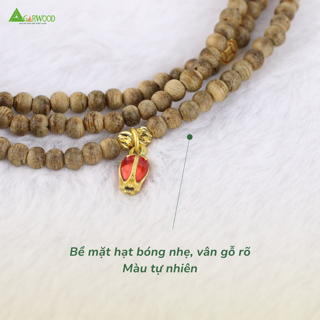 Vòng Trầm Mix Charm 216 Hạt 4mm Trầm Hương TTT Vân Đẹp Hỗ Trợ Xua Đuổi Tà Khí, Phong Thủy, Bình An, May Mắn