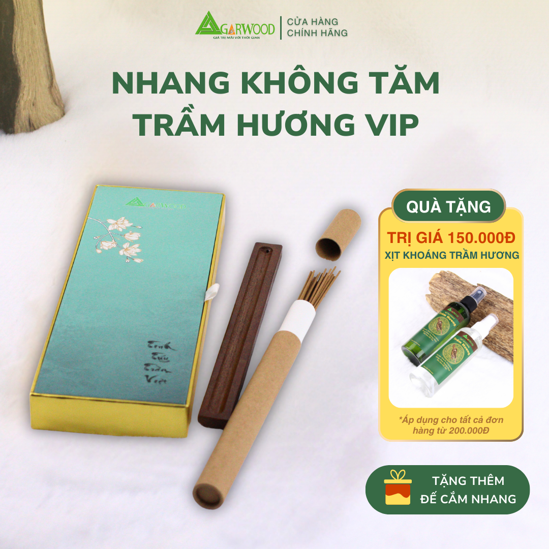 Nhang Không Tăm VIP (Tặng Kèm Đế Cắm) Trầm Hương Sinh Học TTT 20cm mùi nhẹ dễ chịu dùng thư giãn hàng ngày