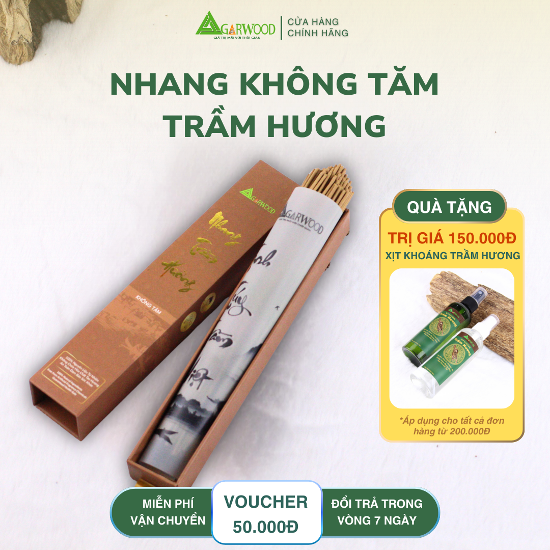 Nhang Không Tăm Trầm Hương TTT mùi thơm nhẹ dễ chịu, ít khói không cay mắt, dùng thư giãn, khử mùi hàng ngày