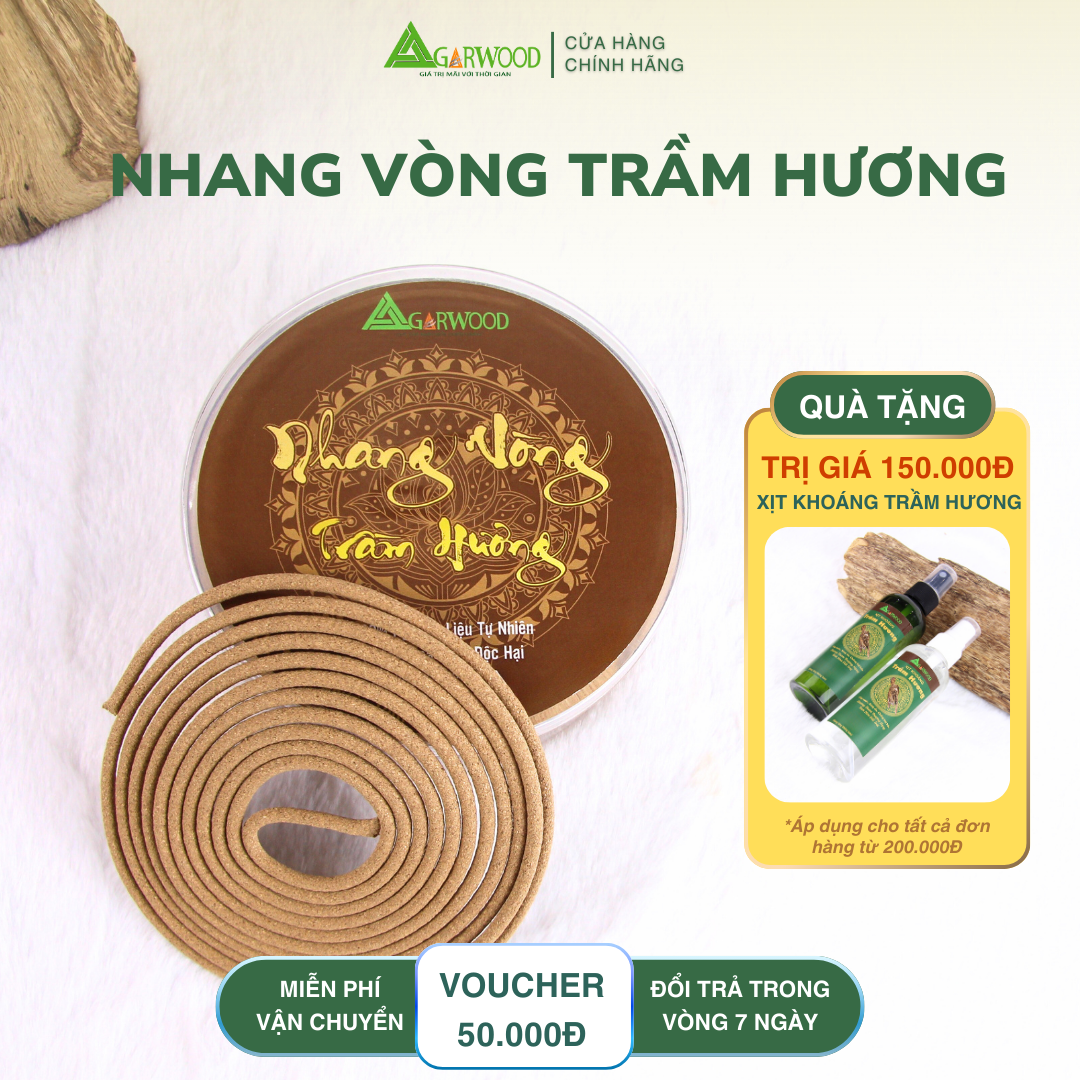 Nhang Vòng Trầm Hương TTT mùi thơm nhẹ dễ chịu, ít khói không cay mắt, dùng thờ cúng, khử mùi thanh lọc không khí