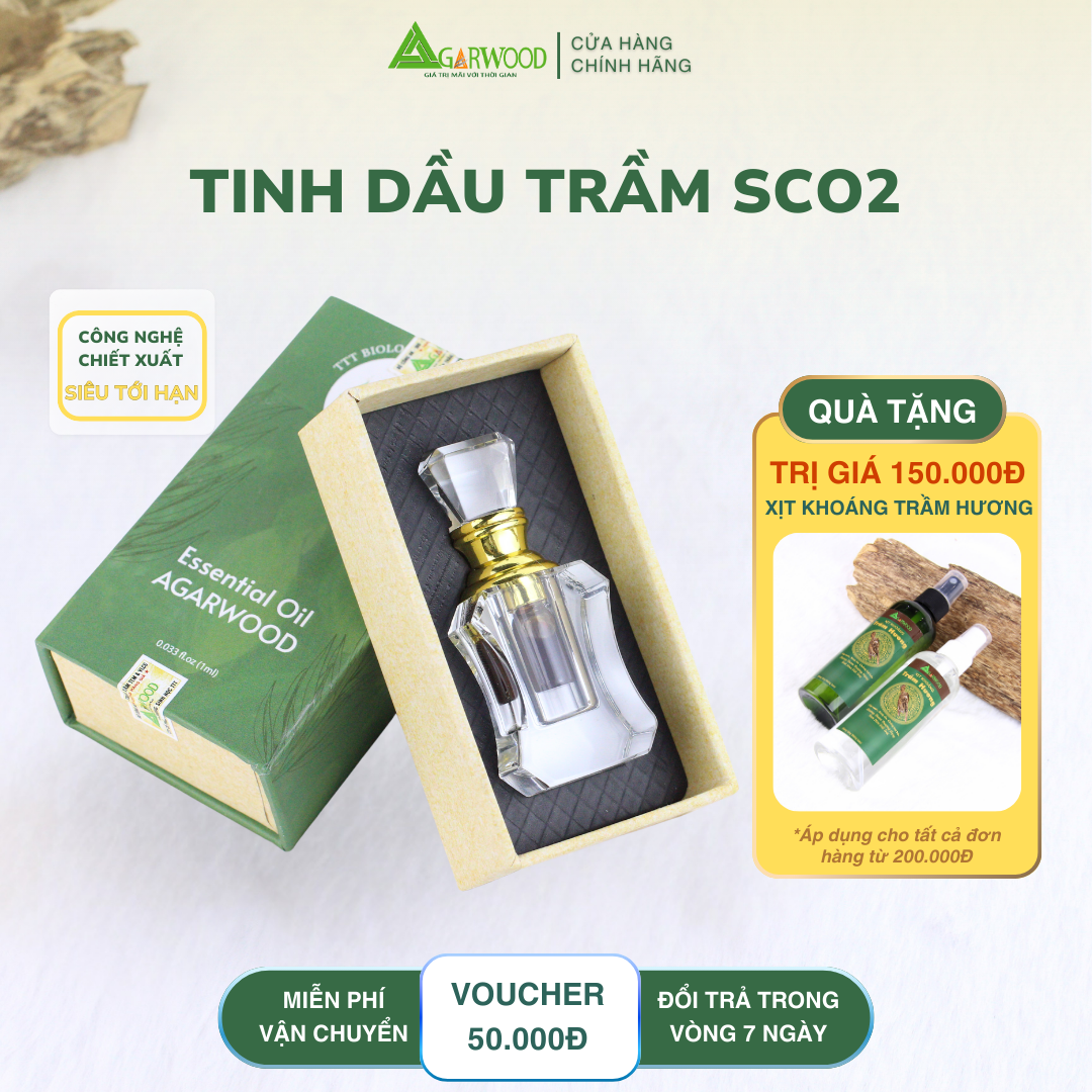 Tinh Dầu SCO2 Trầm Hương TTT hương thơm dịu nhẹ, dùng để xông, trị liệu, massage, hỗ trợ chăm sóc da và sức khỏe