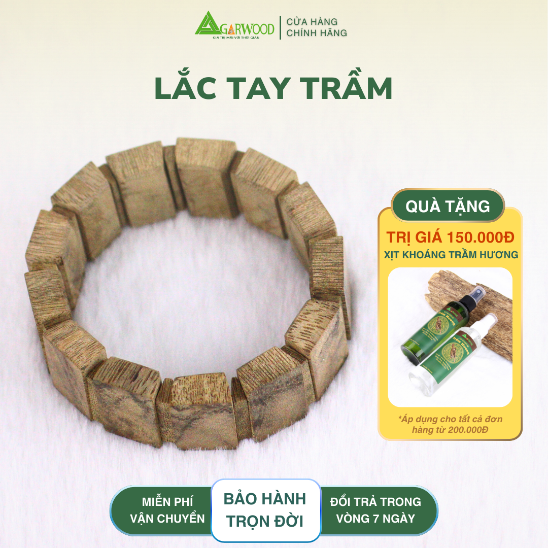 Lắc Tay Trầm Hương TTT Vân Đẹp Hỗ Trợ Xua Đuổi Tà Khí, Phong Thủy, Bình An, May Mắn